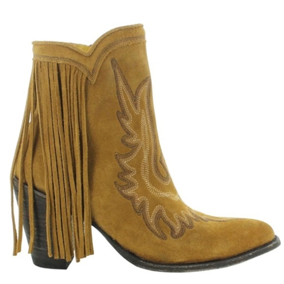 Old Gringo Tan Heeled Boots with Fringe - Picture 2 of 11